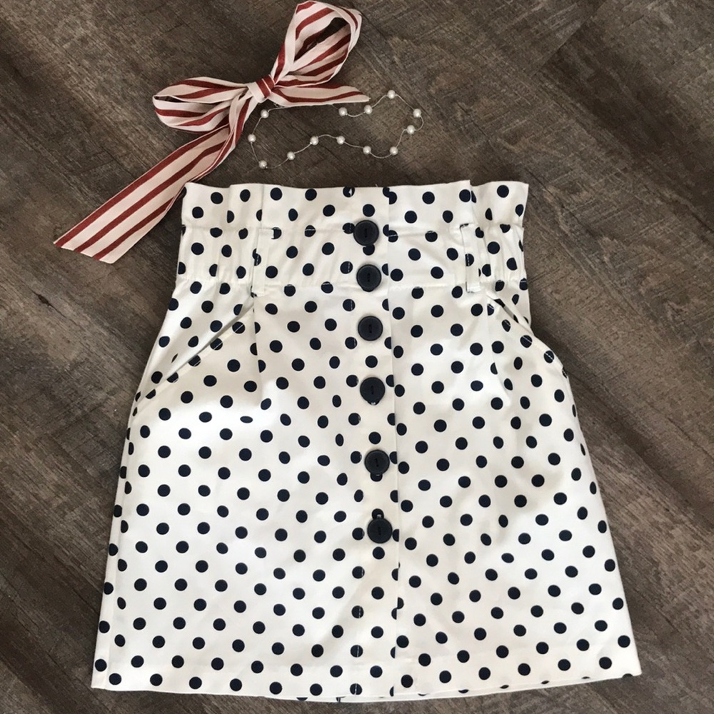 Zara- High waisted ; polka dot skirt